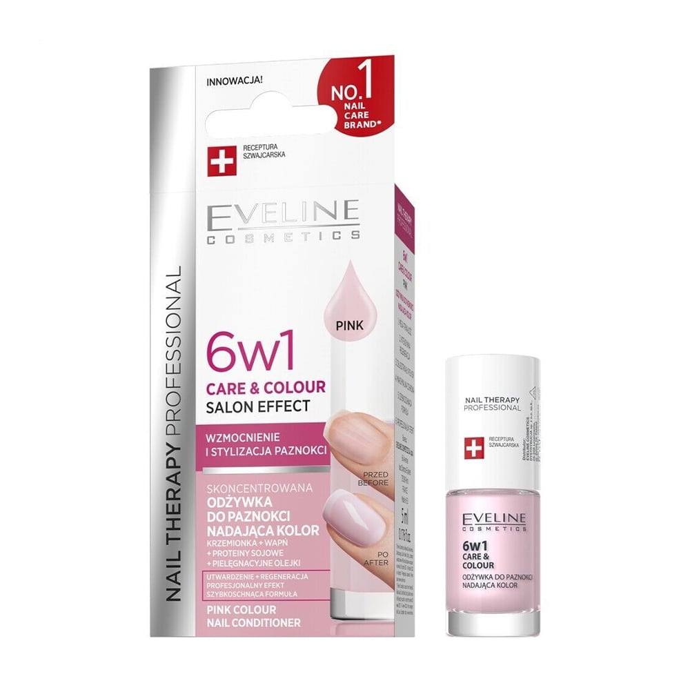 Лак-кондиціонер для нігтів 6 в 1 Eveline Cosmetics Nail Therapy Professional Care &amp; Colour Nail Conditioner, Pink, 5 мл