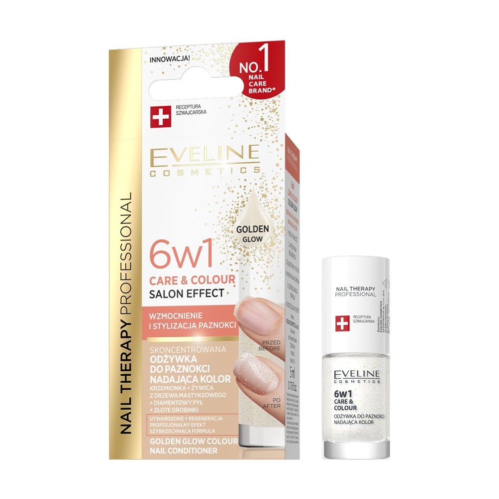 Лак-кондиціонер для нігтів 6 в 1 Eveline Cosmetics Nail Therapy Professional Care &amp; Colour Nail Conditioner, Golden Glow, 5 мл
